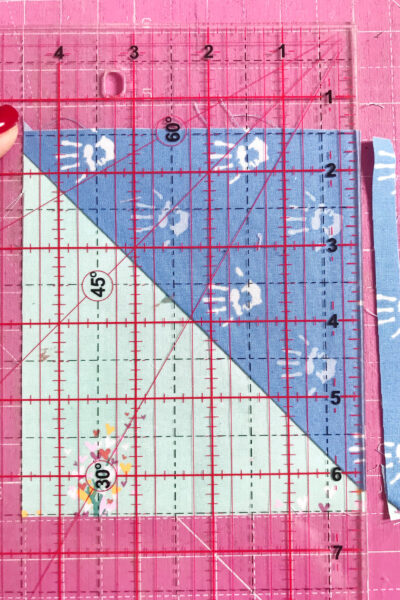 quilt ruler on pink cutting mat