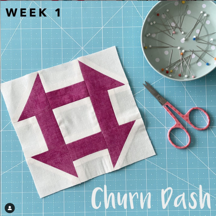 Riley Blake Quilt Block Challenge 2020; Churn Dash Block Pattern