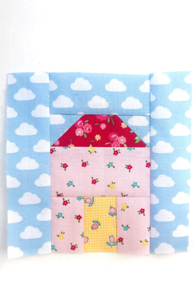 needlecase quilt block pieces pieced on white background
