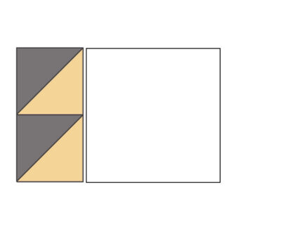 diagram of gray and yellow bear paw quilt block construction steps