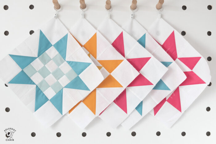 quilt blocks on peg board