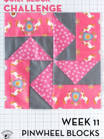 gray pinwheel quilt block on white cutting mat