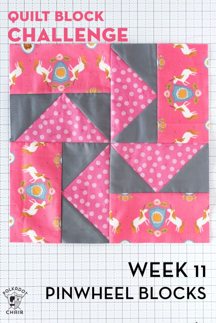 gray pinwheel quilt block on white cutting mat