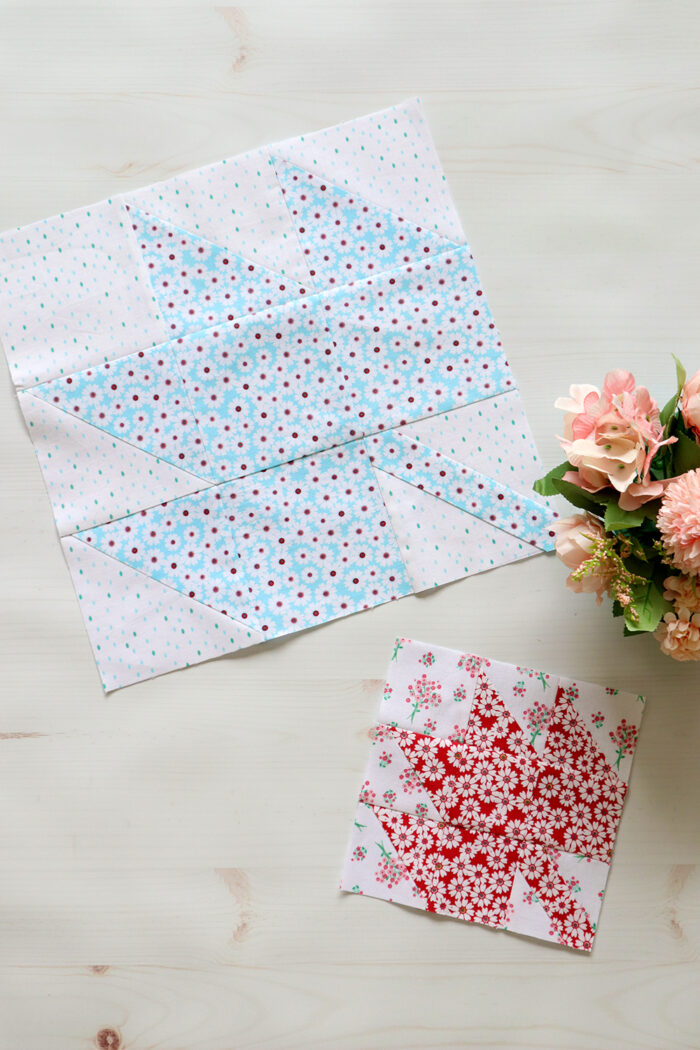 maple leaf quilt block on white table