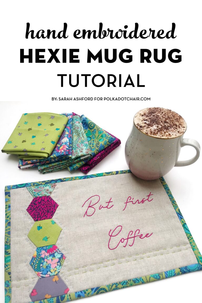 Embroidered Hexie Mug Rug Pattern - The Polka Dot Chair