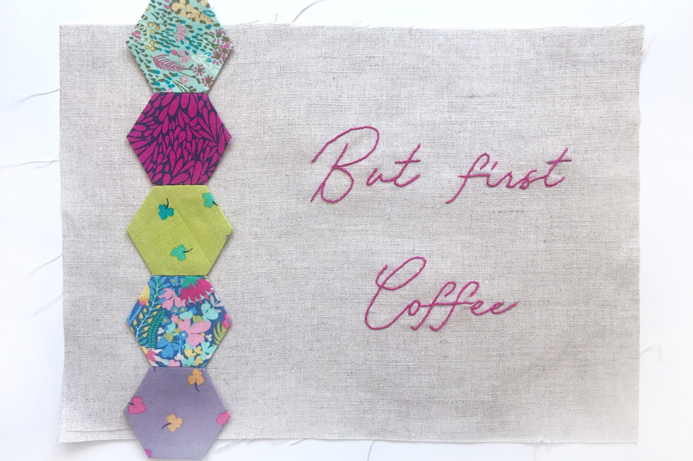 Embroidered Hexie Mug Rug Pattern - The Polka Dot Chair