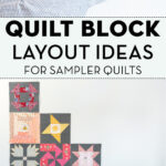 various quilt blocks pinned on white wall