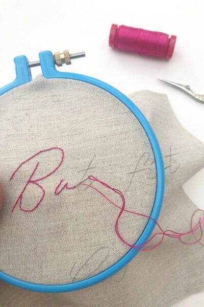 close up of hand embroidery stitches