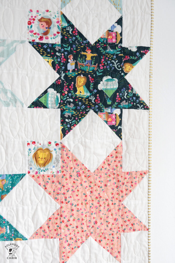 close up of sawtooth star quilt block