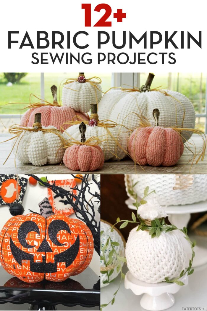 collage image with fabric pumpkins and text