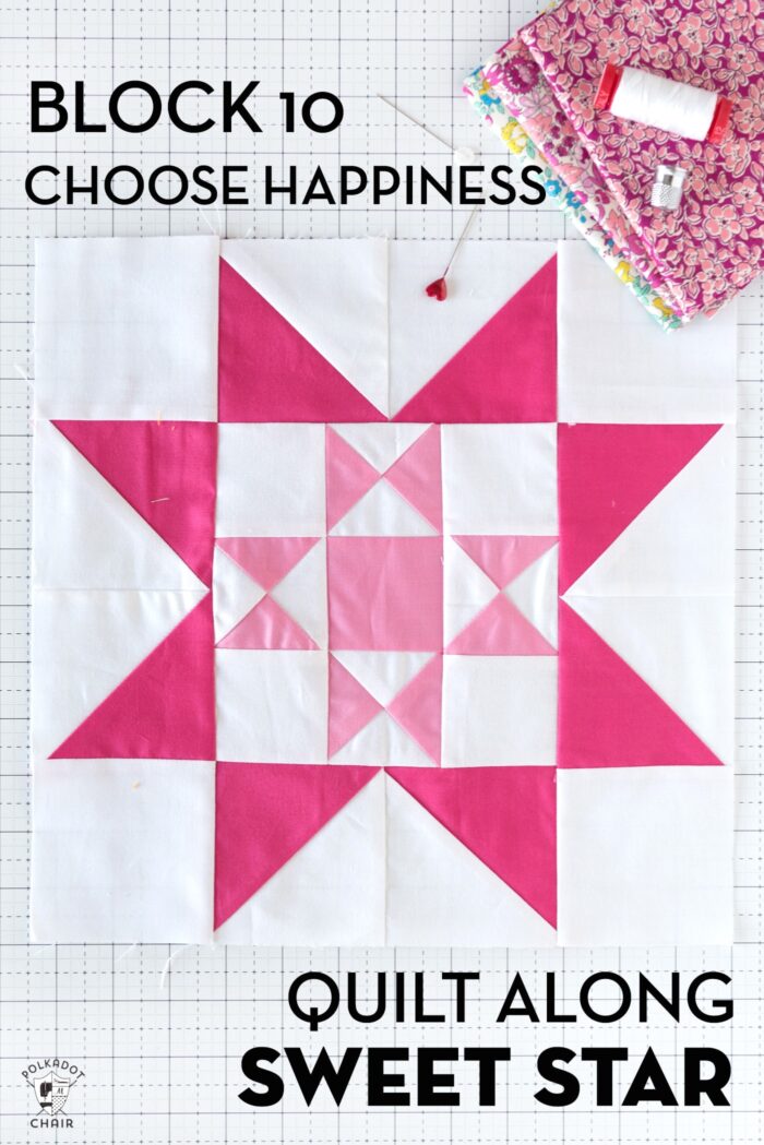 Colorful quilt block on white cutting mat