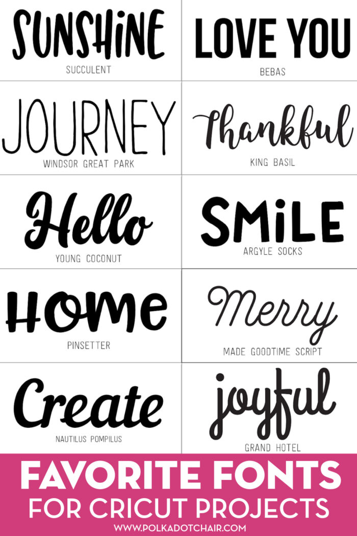Collage image showing 10 different fonts on white background