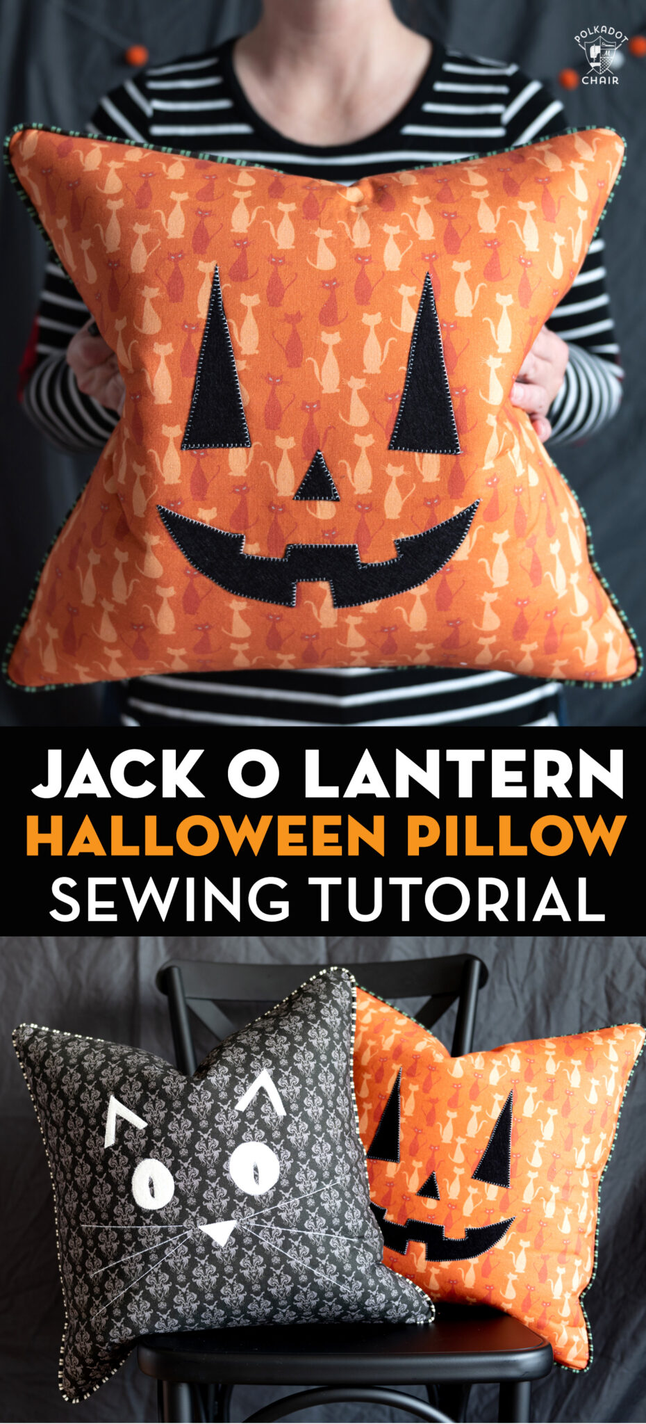 Jack O Lantern Halloween Pillow Sewing Pattern The Polka Dot Chair