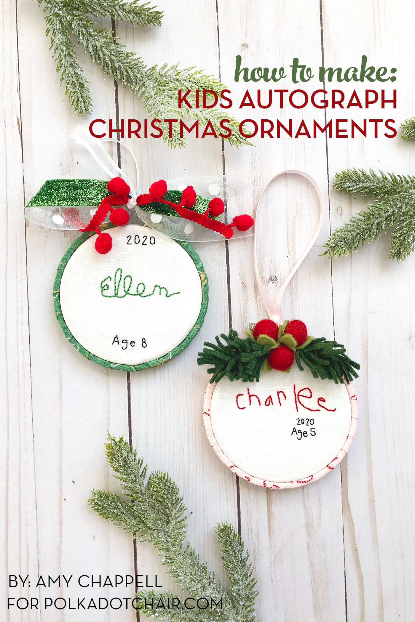 Child’s Handwriting Hand Embroidered  Christmas Ornament Tutorial