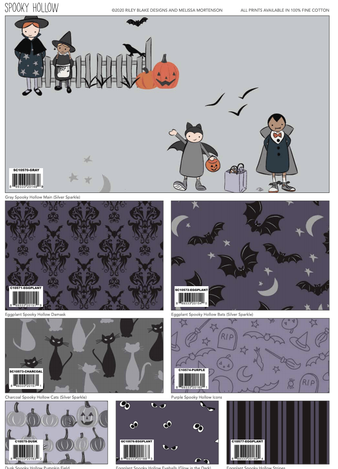 screen shot of the spooky hollow fabric collection storyboard