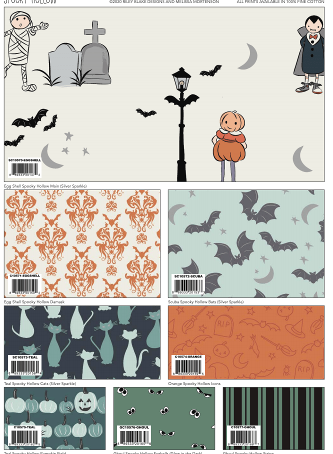 screen shot of the spooky hollow fabric collection storyboard