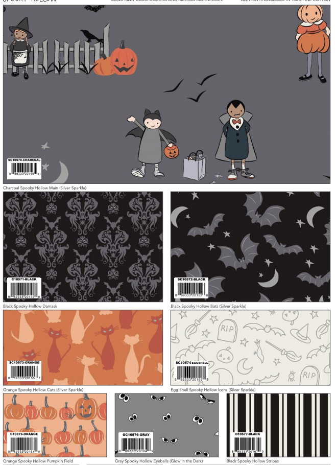 screen shot of the spooky hollow fabric collection storyboard
