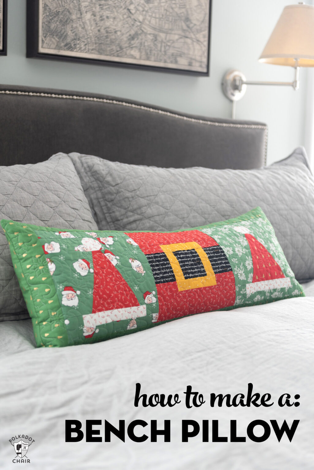 How to Make a Bench Pillow with Quilt Blocks Polka Dot Chair