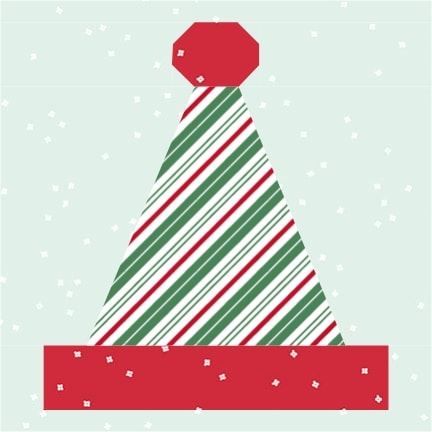 diagram of santa's hat quilt block in colors