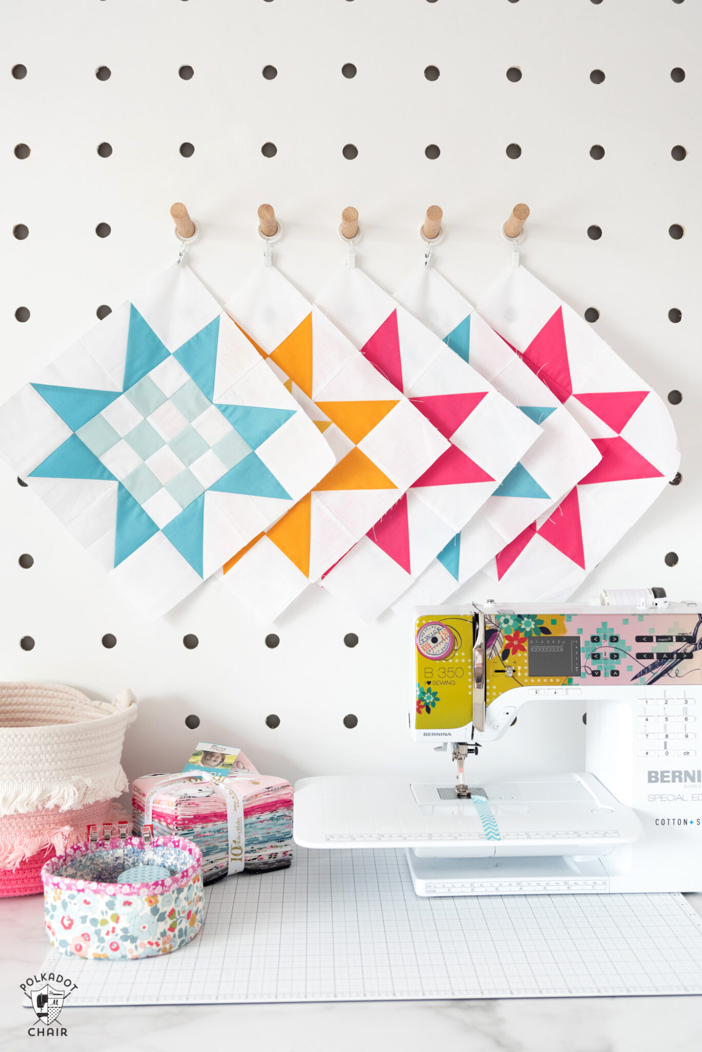 2021 Quilt Block of the Month; All the Hearts Quilt | Polka Dot chair