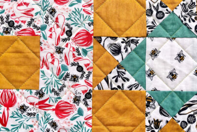 close up of quilting on fabric