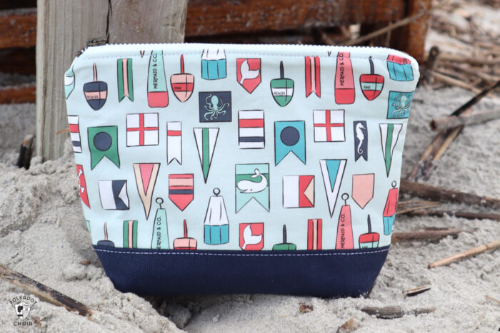 nautical zip bag on beach