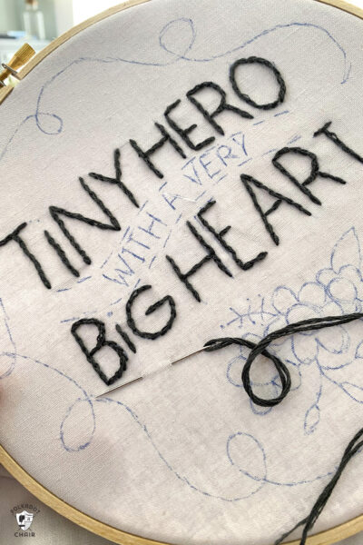 close up of embroidery stitches
