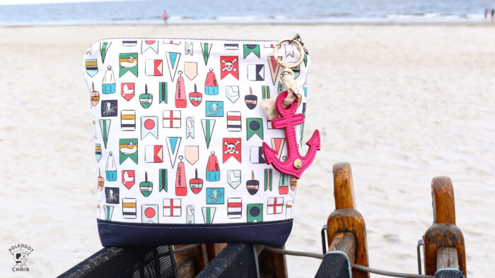 nautical zip bag on beach