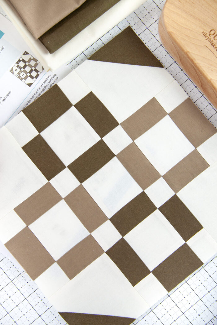 brown and white pieced quilt block