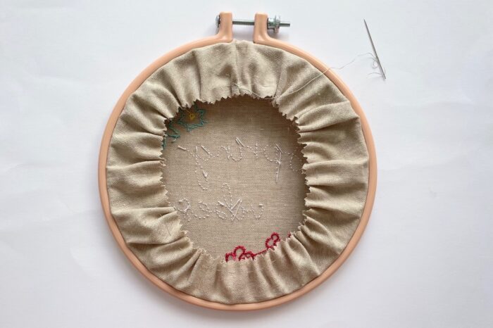 back of embroidery hoop