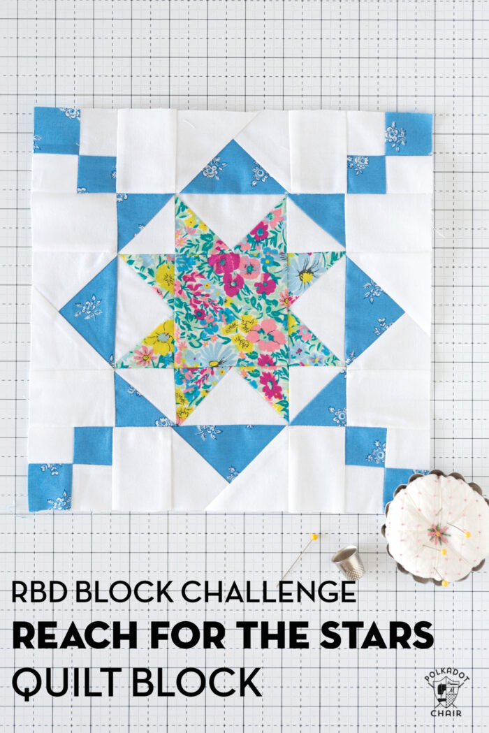 blue white and floral quilt block on white cutting mat