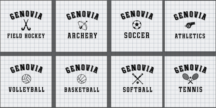 screenshot of genovia logos for t shirts