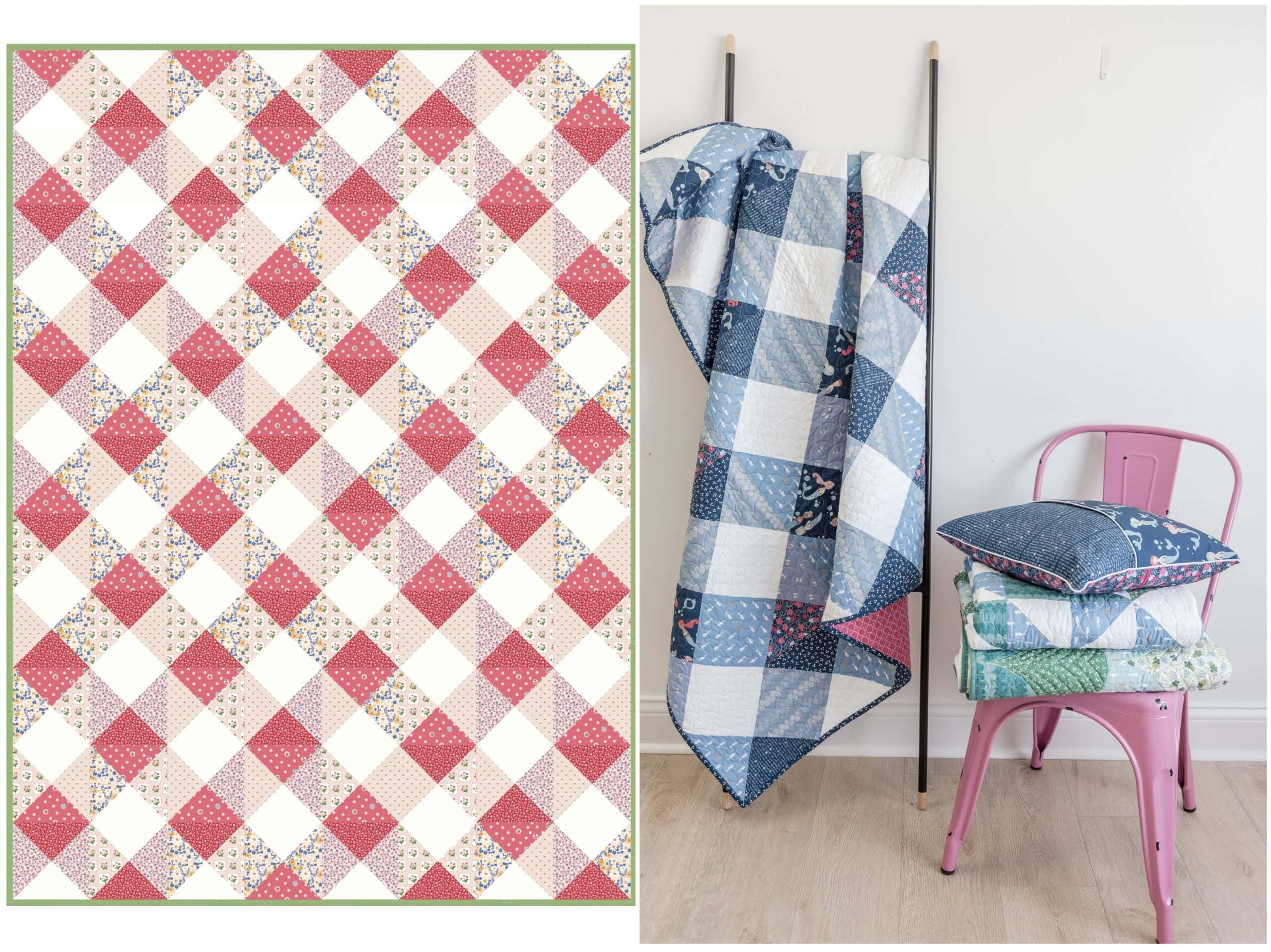 collage of two gingham quilts