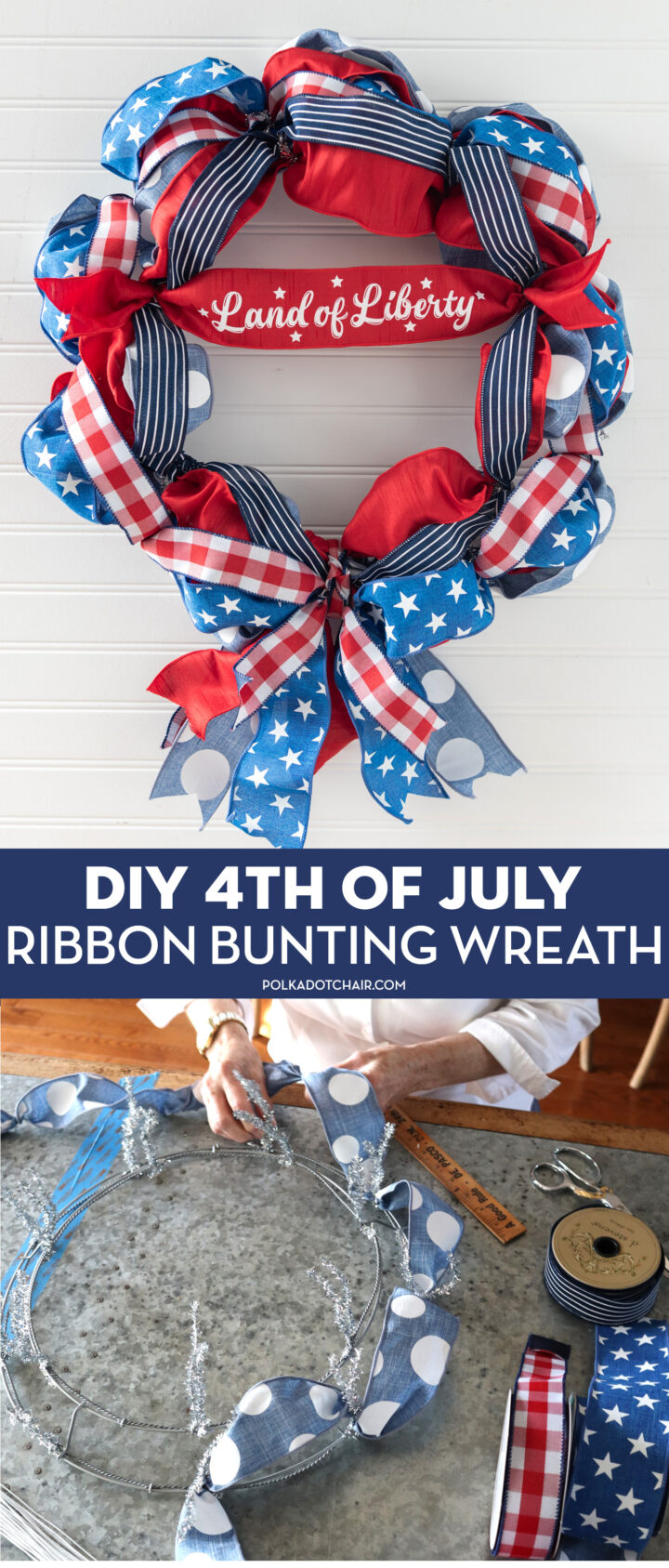 DIY 4th of July Ribbon Wreath | The Polka Dot Chair