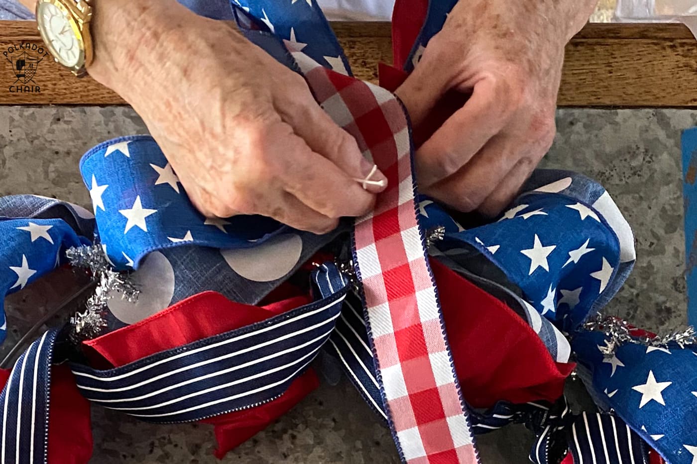 DIY 4th of July Ribbon Wreath - The Polka Dot Chair