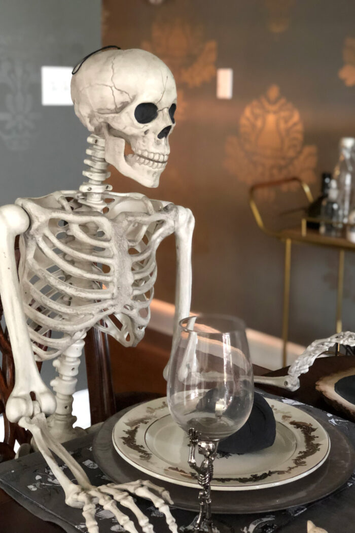 skeleton in dining room