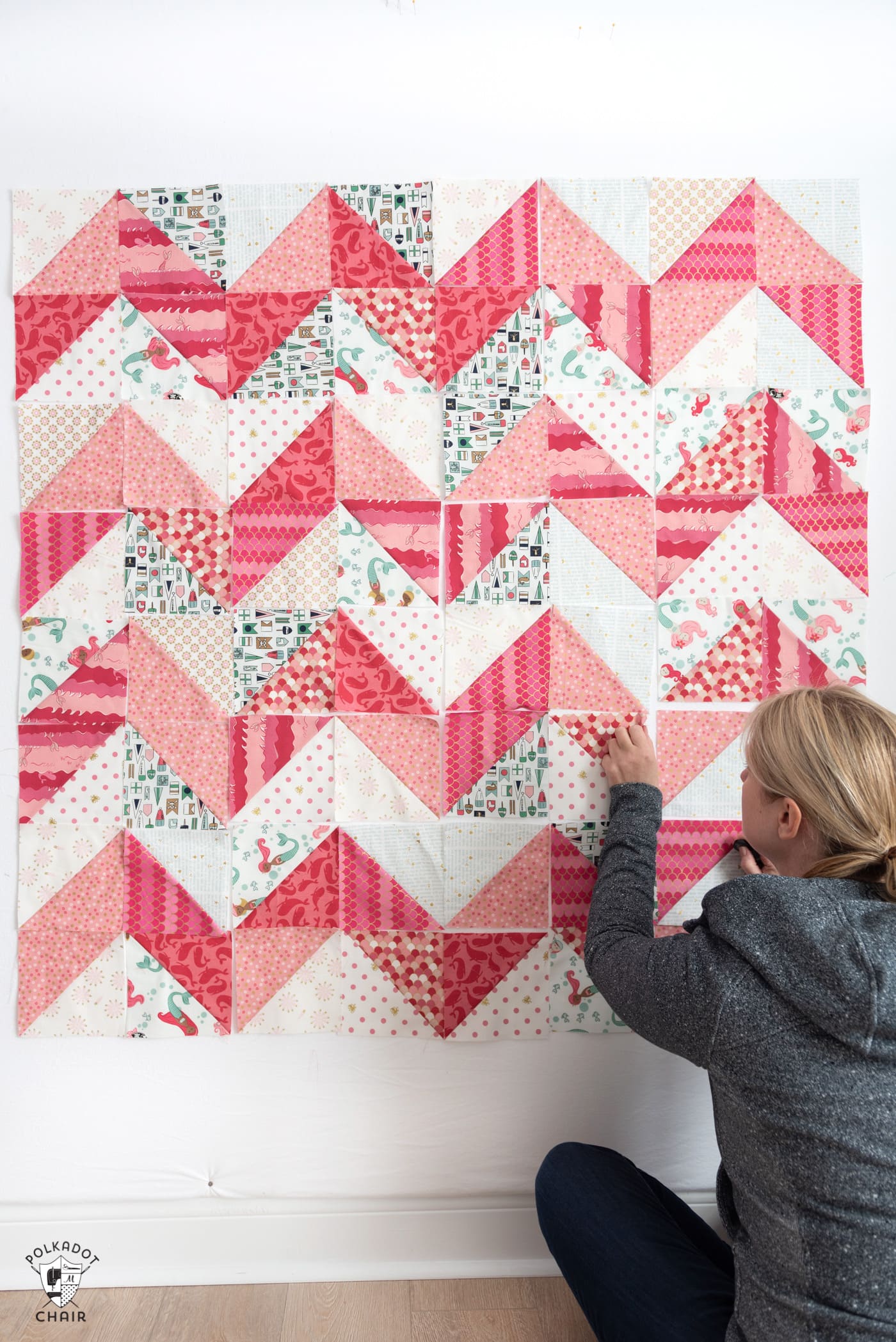 Half Square Triangle Quilt Layouts & Free Baby Quilt Pattern Polka