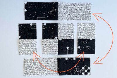 diagram of black and gray quilt block construction