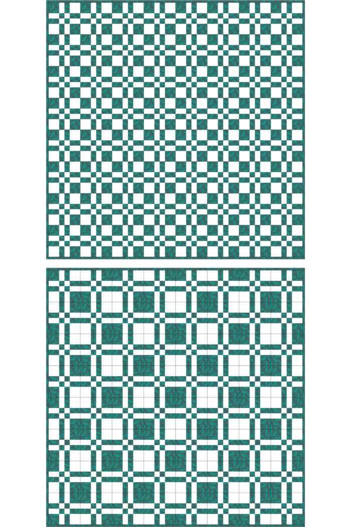 aqua and white quilt diagram