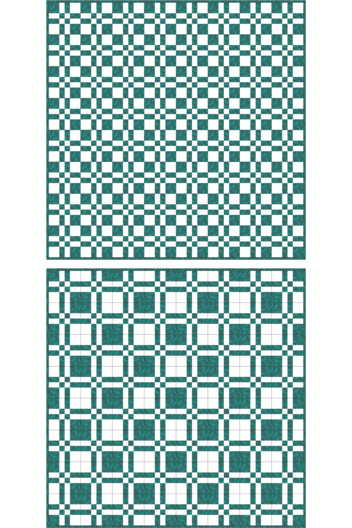 aqua and white quilt diagram