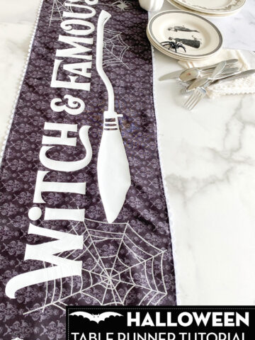 black and white table runner on marble table