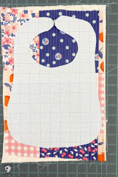 pattern piece on quilted fabric