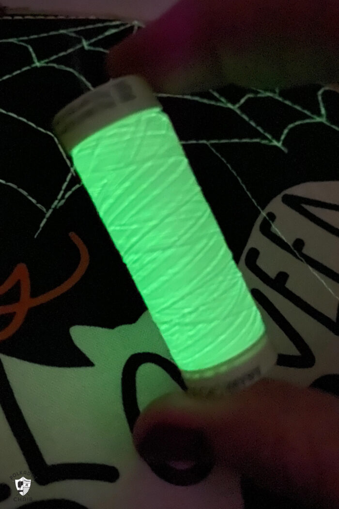 glow in the dark thread on black fabric