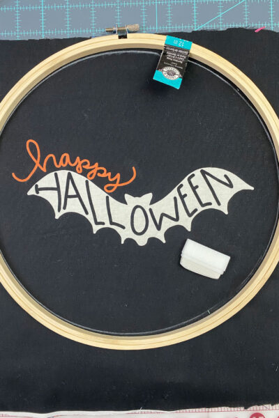 embroidery hoop on black fabric