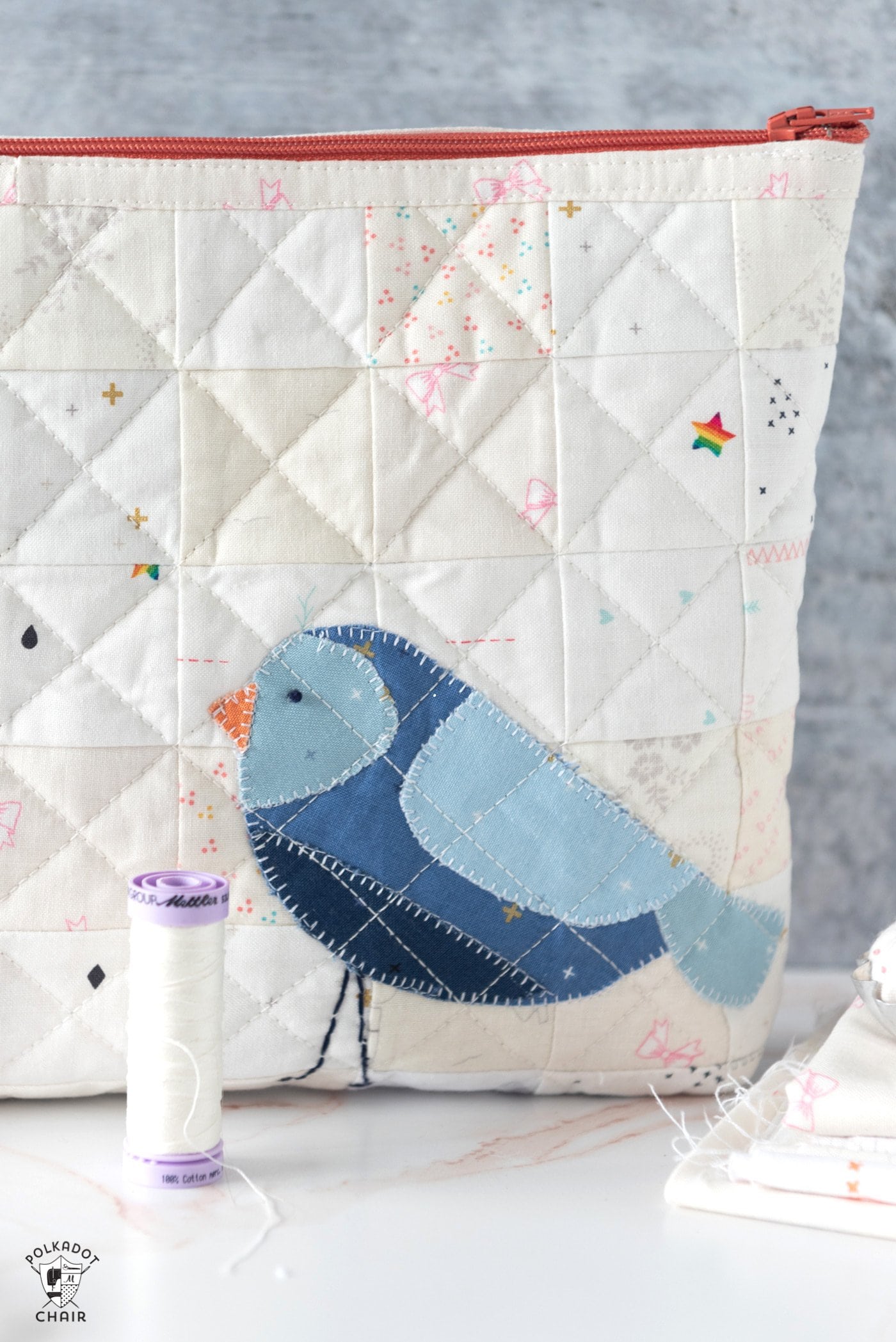 Quilted Patchwork Zip Bag Sewing Pattern - The Polka Dot Chair