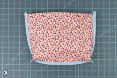 interior of quilted zip bag with bound seams