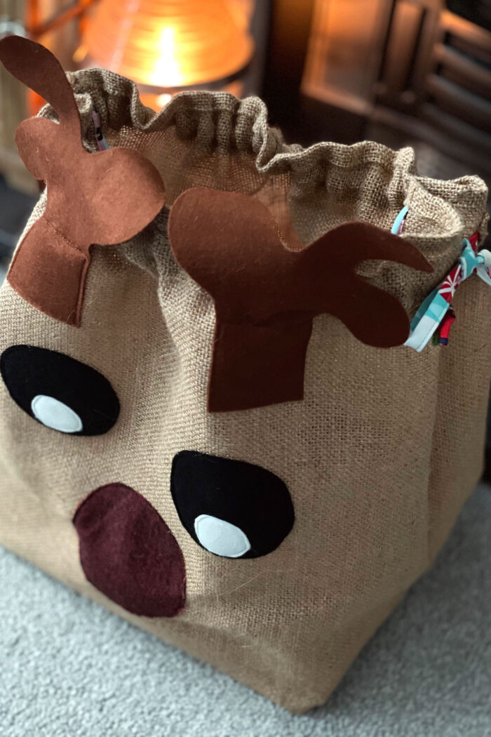 Close up of top of reindeer sack