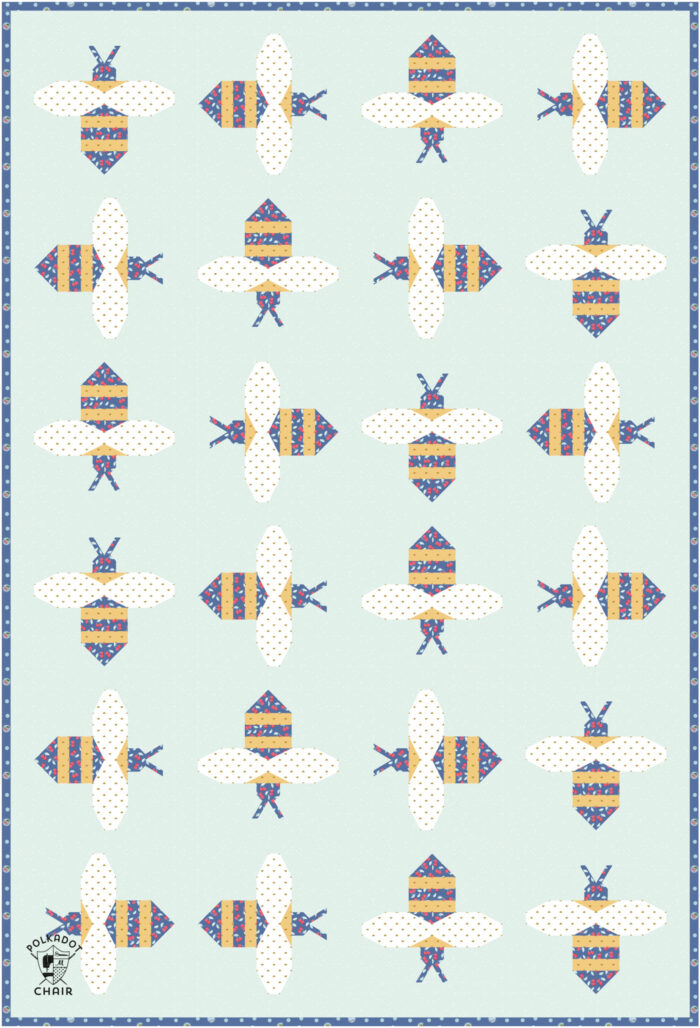 Bee Quilt pattern in yellows and blues