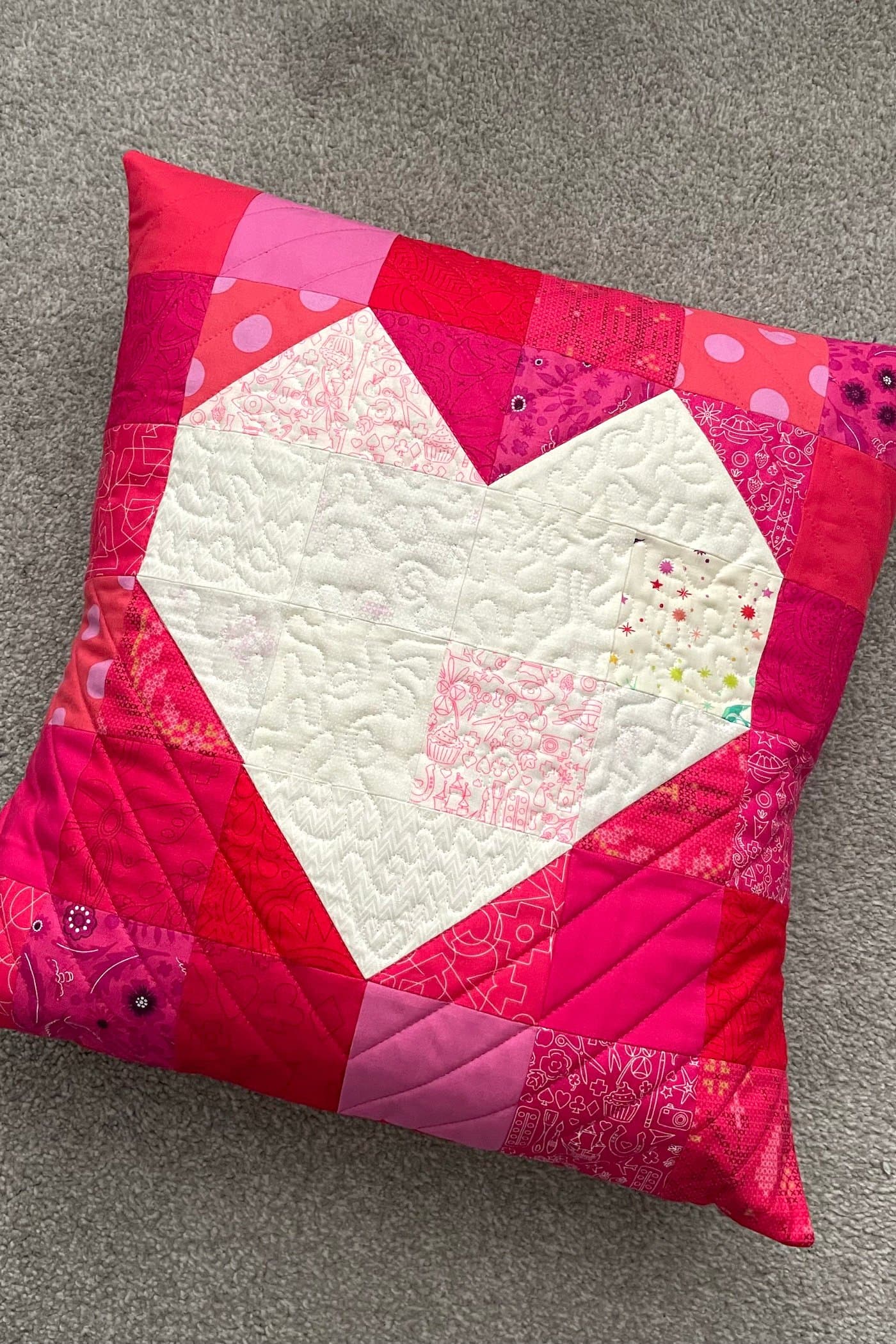 Patchwork Heart Quilted Pillow Tutorial The Polka Dot Chair