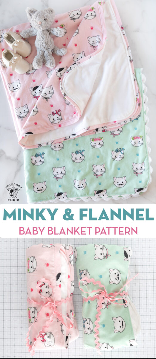 pink and mint flannel baby blankets on white tabletop
